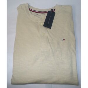 TOMMY HILFIGER MEN'S S/S HENLEY T-SHIRT~SZ LRG~TAN HEATHER~NWT